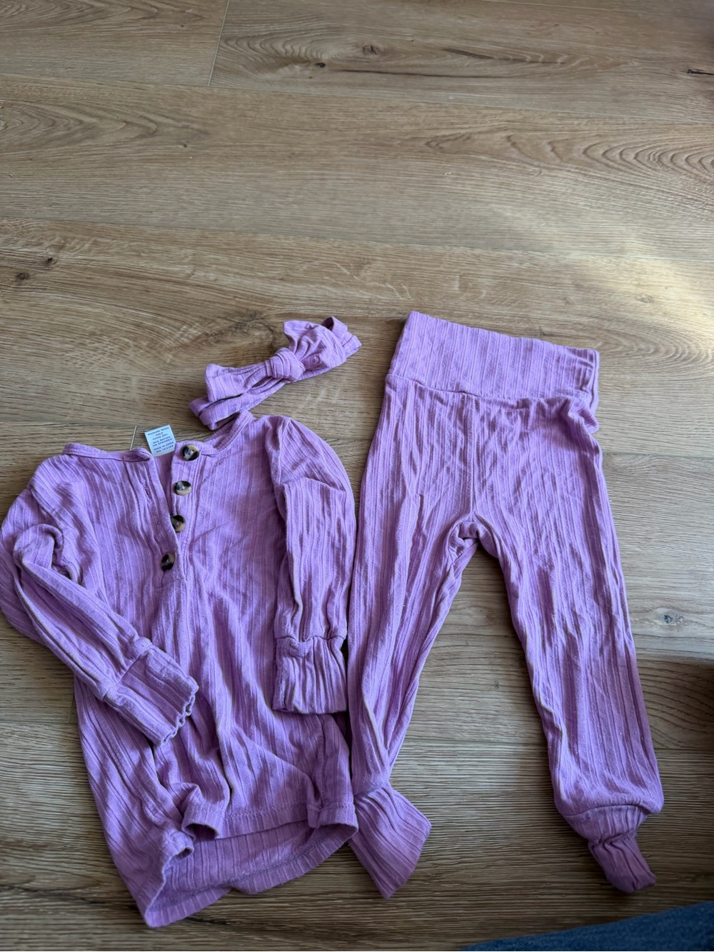 Lou Lou purple Baby Two-Piece Ribbed Set with Headband